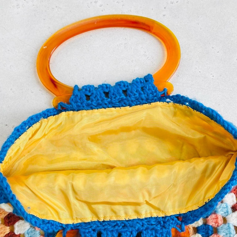 Vintage Handmade Granny Square Crocheted Handbag Purse - Picture 2 of 5